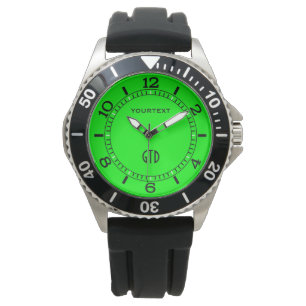 Montre Couleur de néon vert Personnalisez ceci