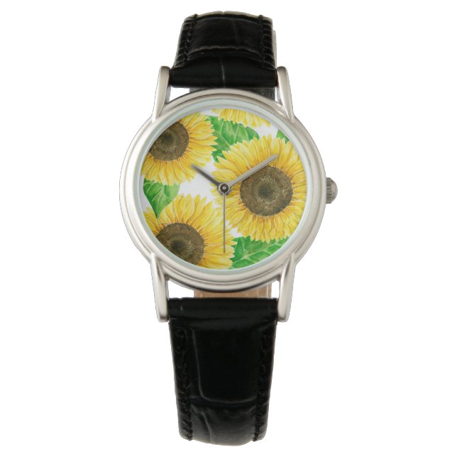 Montre Couleur d'eau des fleurs de soleil (devant)