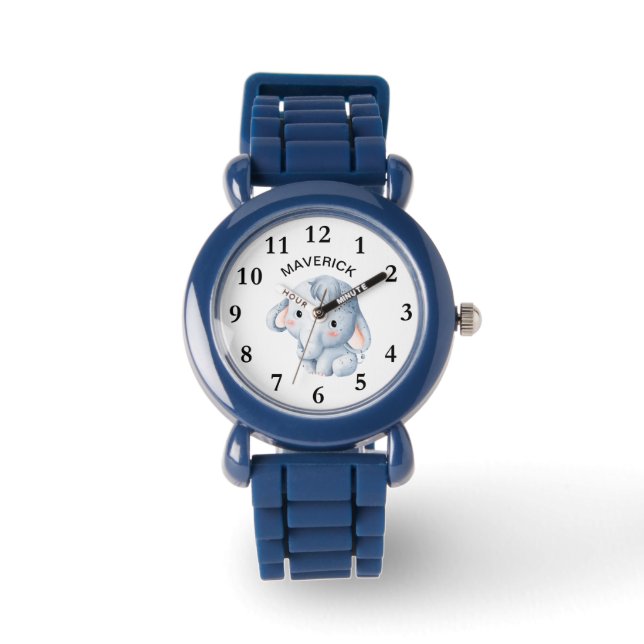 Montre Couleur d'eau mignonne Eléphant Personnalisé Enfan (Recto)