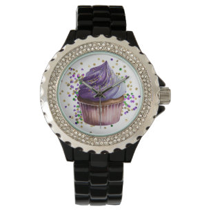 MONTRE COULEUR D'EAU PURPLE MARDI GRAS CUPCAGE