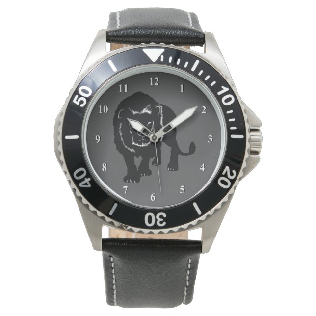 Montre Couleur personnalisée avec Silhouette Lion  (devant)