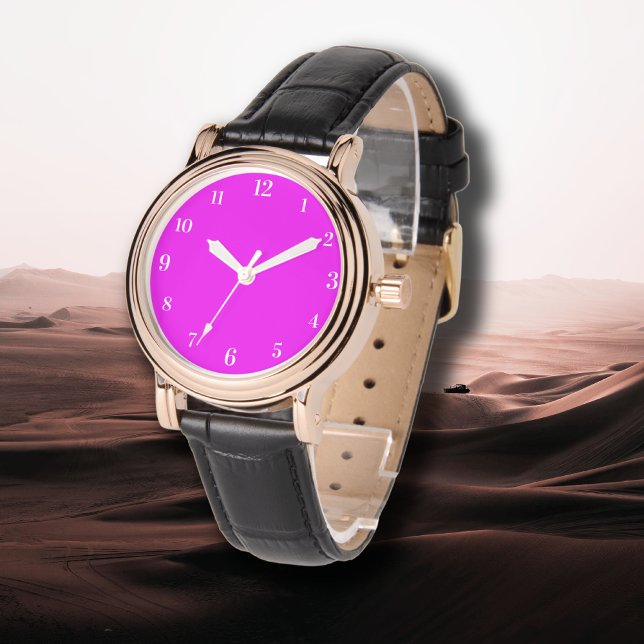 Montre Couleur solide Fuchsia | Classic Elegant (Créateur téléchargé)