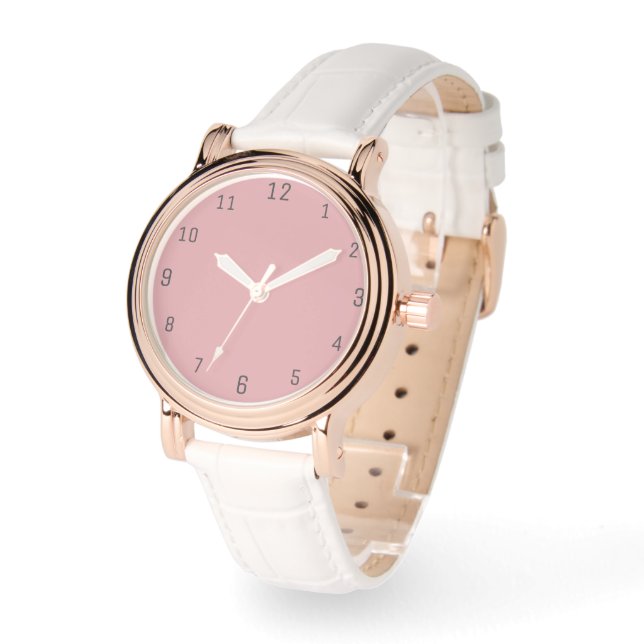 Montre Couleur solide rose Rose | Classique | Élégant (Angle)