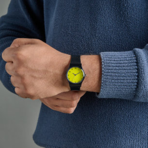 Montre Couleur uni jaune néon