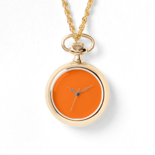 Montre Couleur unie orange du coucher de soleil néon   Cl
