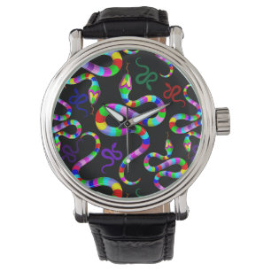 Montre Couleurs arc-en-ciel psychédéliques serpent