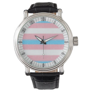 Montre Couleurs du drapeau de la Fierté transgenre à bord