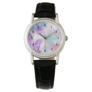 Montre Couleurs violettes, vertes, roses, élégantes