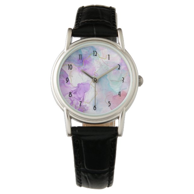 Montre Couleurs violettes, vertes, roses, élégantes (devant)