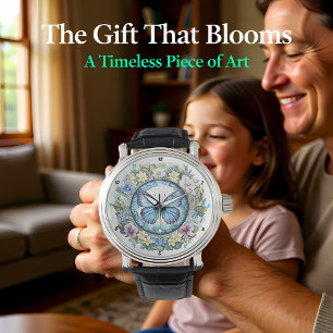Montre "Country Garden" - Papillon Floral Bleu