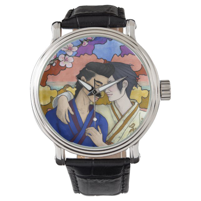 Montre Couple Gay Dans Le Style De L'Art Japonais Ukiyo-e (devant)