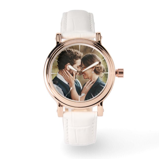 Montre Couple Personnalisé Photo Moderne Chic (Recto)