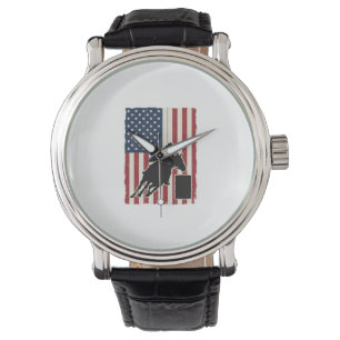 Montre Course de tonneaux Drapeau américain Conception de
