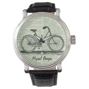 Montre Coutume vintage de vert d'art de page de livre de