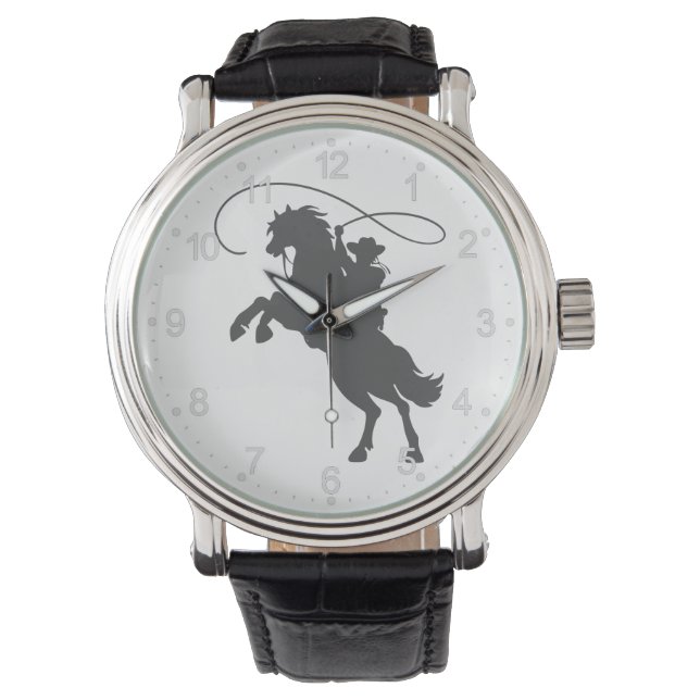 Montre cowboy lancer lasso équitation élevant cheval (devant)