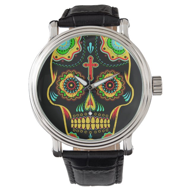 Montre Crâne à sucre pleine couleur (devant)