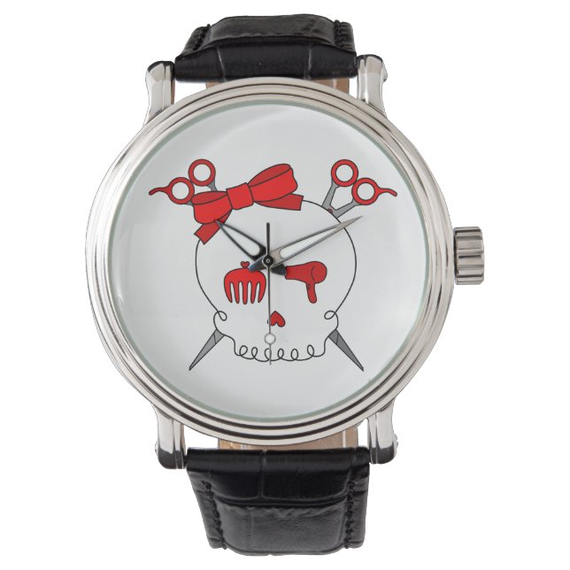 Montre Crâne d'accessoires de cheveux (Ciseaux Crossbones (devant)