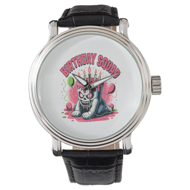 Montre Crâne de gâteau déplaisant Escouade d'anniversaire (devant)