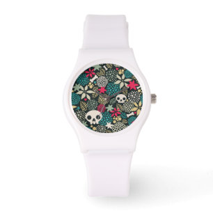 Montre Crâne en fleurs
