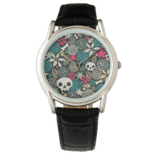Montre Crâne en fleurs