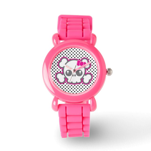 Montre crâne rose Kawaii (Recto)