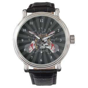 Montre Crâne vintage de roche et guitares électriques