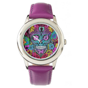 Montre crâne violet