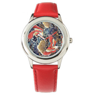 Montre CRANES DE VOL, VAGUES, FLEURS DE PRINTEMPS Japonai