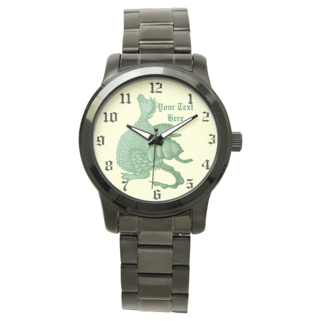 Montre créature imaginaire mythique dragon vert mignon (devant)