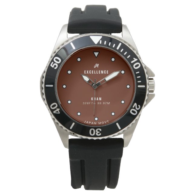 Montre Créez vos propres modèles de typographie Brown Mon (devant)