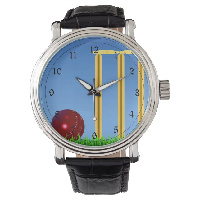 Montre Cricket, wicket, chauve-souris et balle (devant)