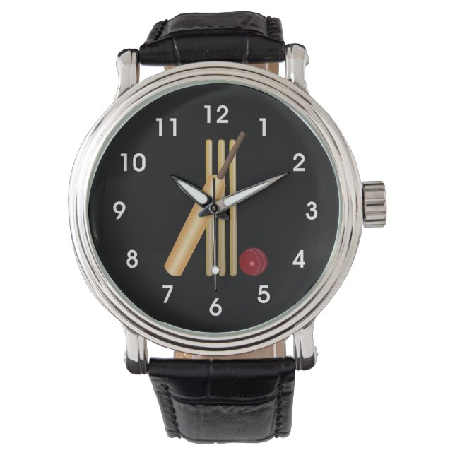 Montre Cricket - Wicket, chauve-souris et balle (devant)