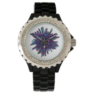 Montre *~* Cristal bleu mauve métallique féminin