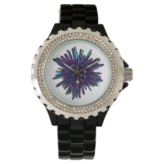Montre *~* Cristal bleu mauve métallique féminin (devant)