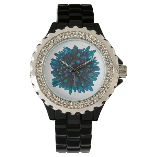 Montre *~* Cristal Turquoise métallique féminin (devant)