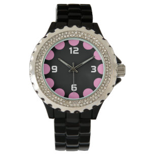 Montre Croissant couleur - rose sur noir