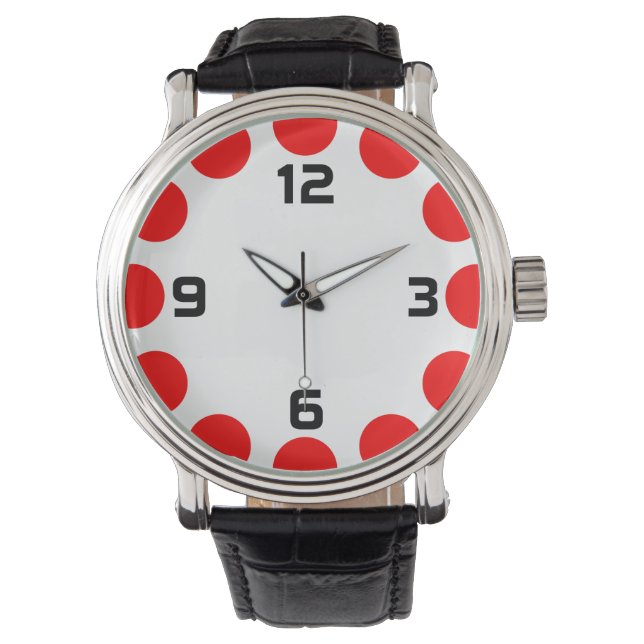Montre Croissant couleur - Rouge sur blanc (devant)