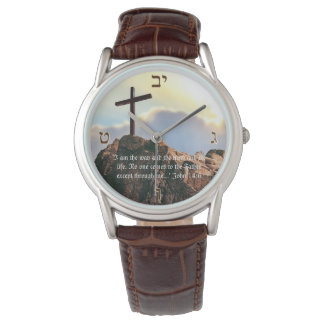 Montre Croix chrétienne du Calvaire Golgotha Bible Hommes