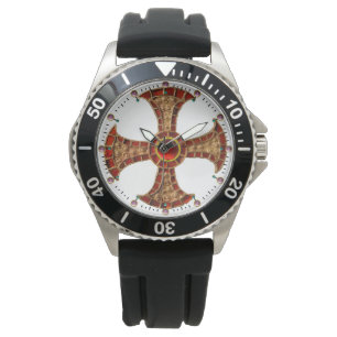 Montre CROIX DE CONSÉCURITÉ ANTIQUE Pierres rouges de rub