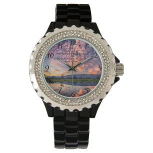 Montre Croix de foi chrétienne avec Psaume 25:12