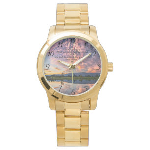 Montre Croix de la foi chrétienne avec Psaume 25:12