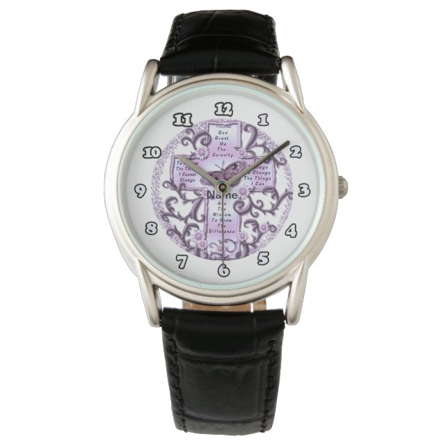 Montre Croix de prière violet (devant)