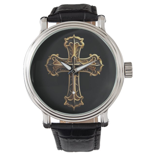 Montre Croix du Christ d'or 2 (devant)