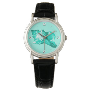 Montre Croquis en coquille de conc - turquoise, blanche e