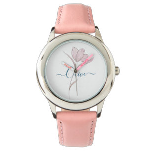Montre Croquis floral aquarelle personnalisée