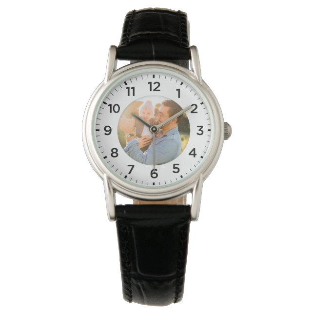 Montre Cuir d'incrustation photo personnalisé (devant)