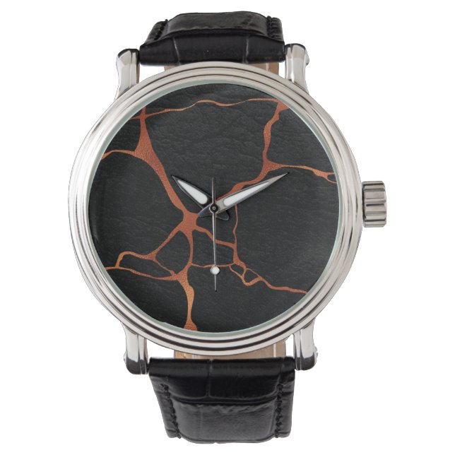 Montre Cuir noir Kintsugi 1C (devant)