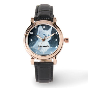 Montre Cuite Kitten blanc avec de beaux yeux bleus