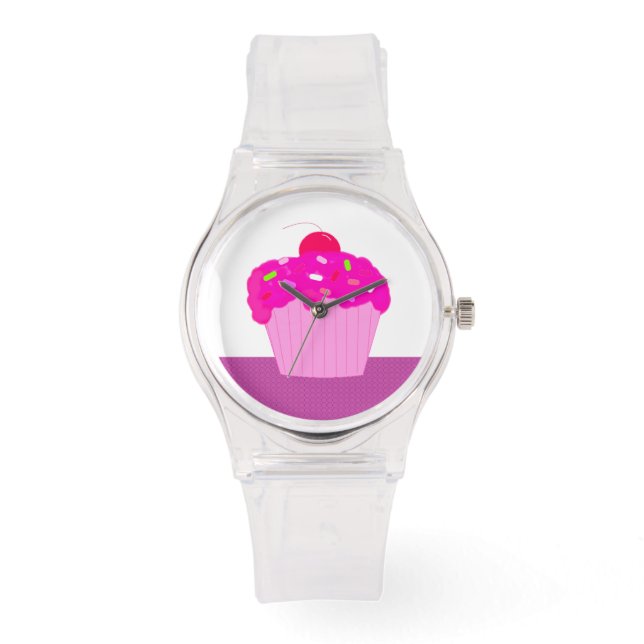 Montre Cupcake avec des arroses et une cerise (Recto)