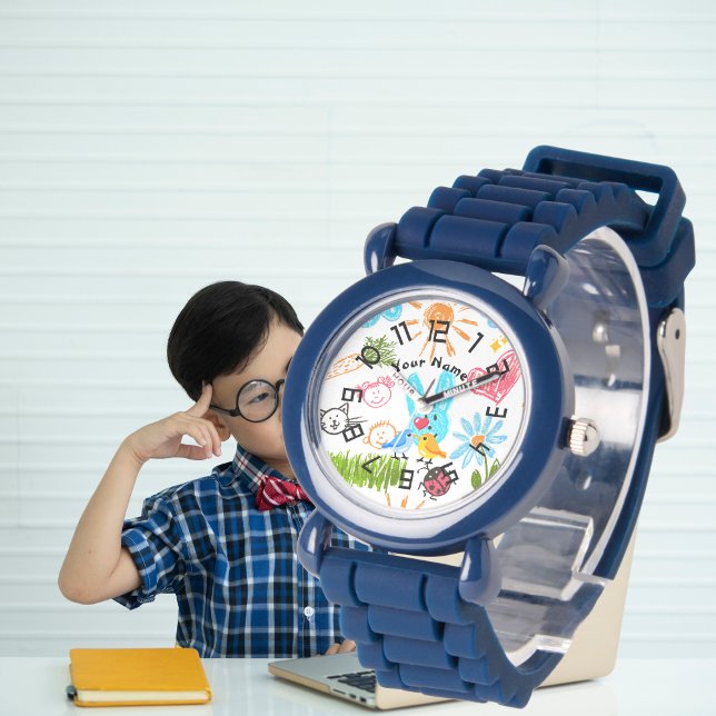Montre Custom boy Name blue Glitter Strap Kids Watch (Custom BOY Name BLUE Glitter Strap Kids Watch)